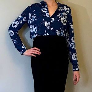 White House Black Market Floral Blouse